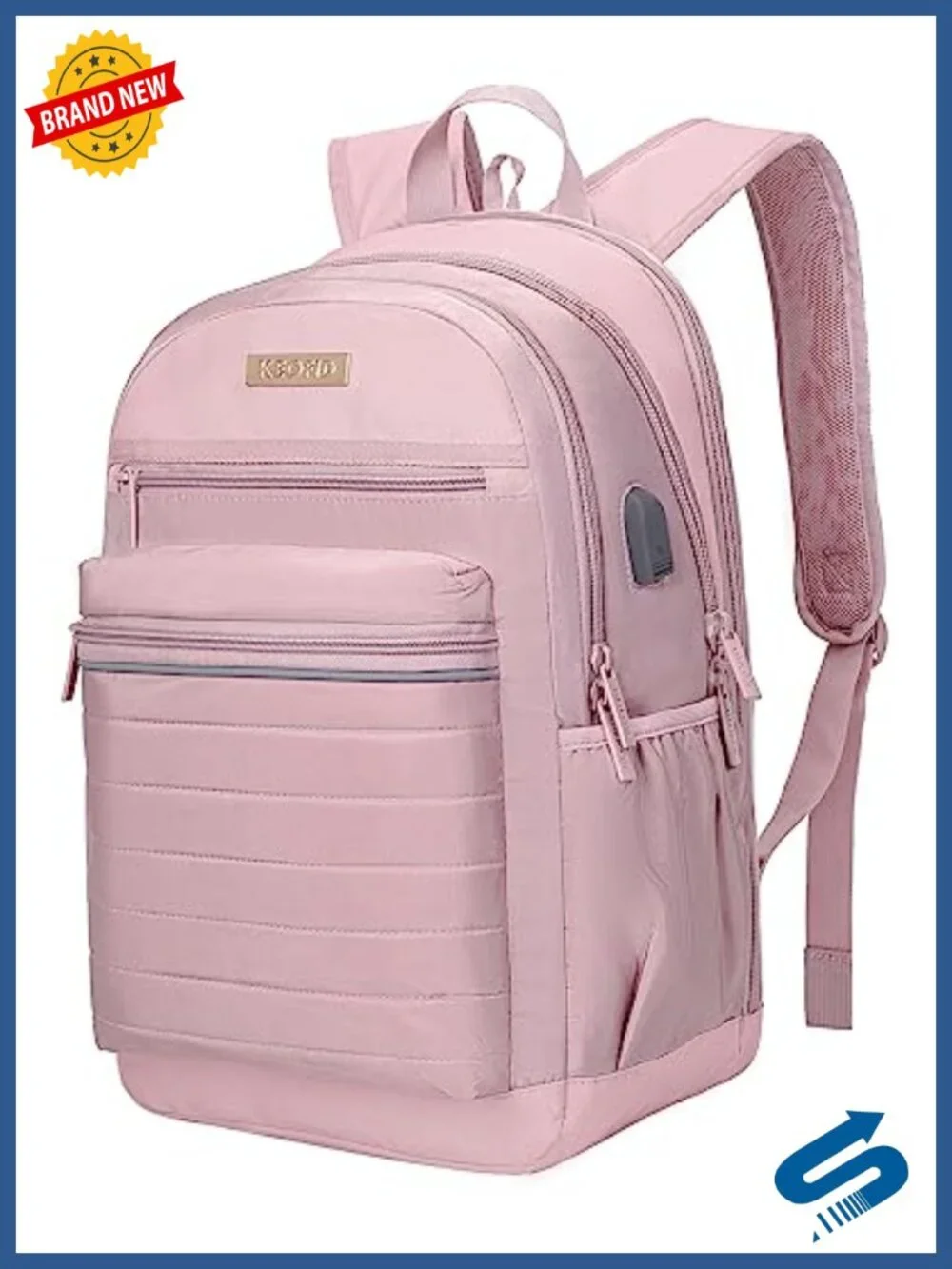 Water-Resistant Laptop Backpack with Anti-Theft Pocket and Luggage Strap